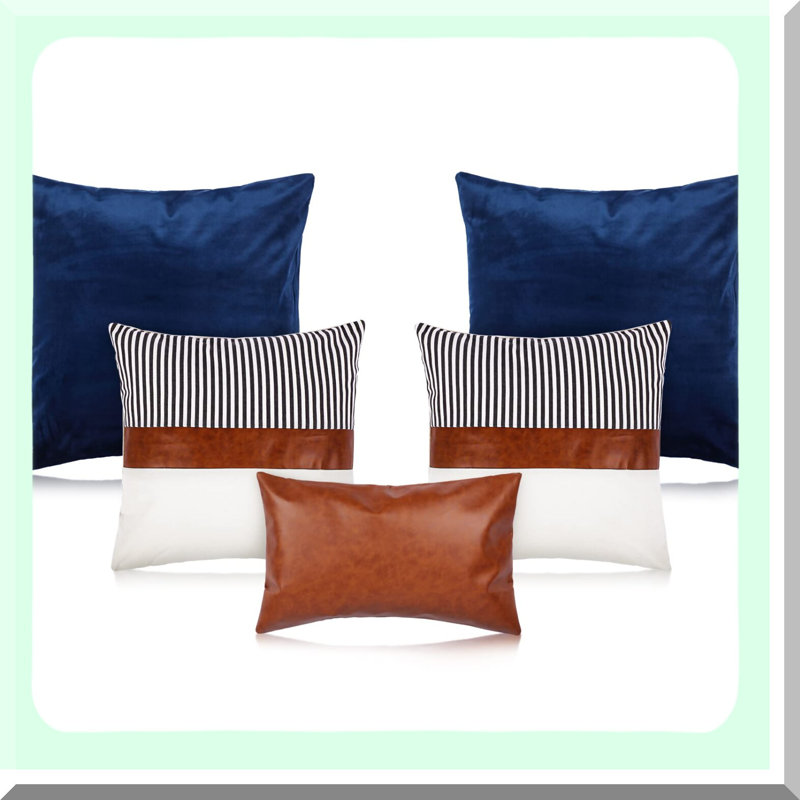Farmhouse Boho Pillow Cover Set - Modern Decorative Linen Throw Pillow Covers - Stylish Cushion Pillowcases for Living Room - 20x20 18x18 12x20 Inch
