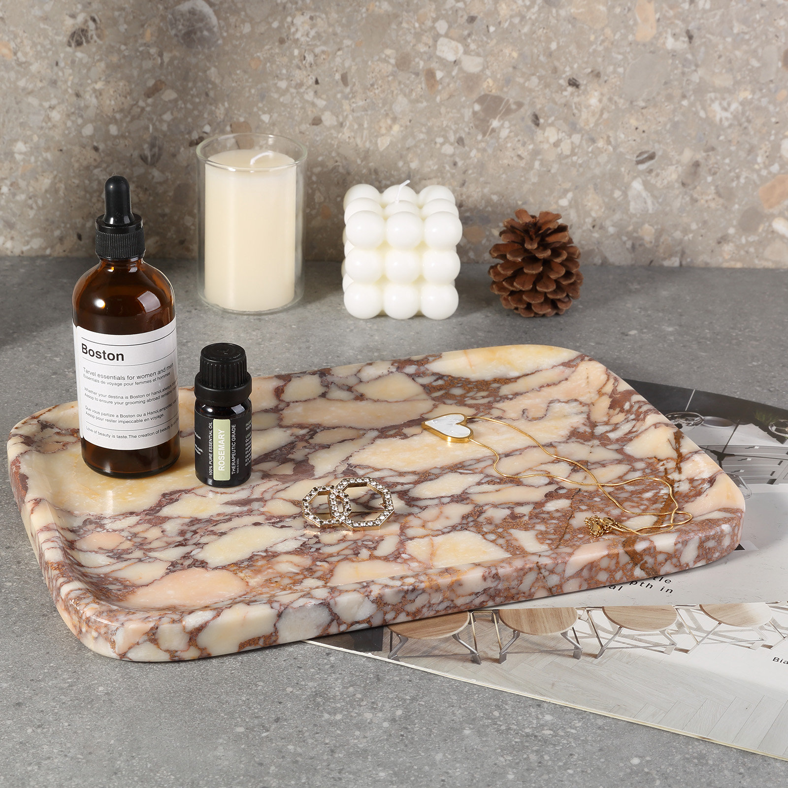 Guein Genuine Marble Decorative Tray