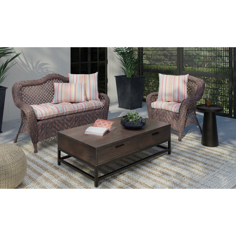 Coussin de causeuse d'extérieur 1 pièce Lillian, Rayure rose