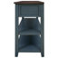 Console de style rétro avec deux étagères ouvertes, structure et pieds en pin pour salon (bleu marine)