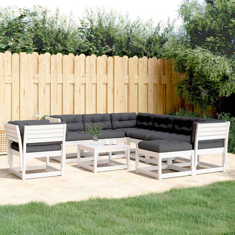 273cm Wide Patio Sofa, Gray, White