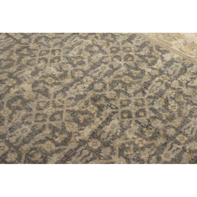 Rug & Kilim’S Distressed Classic Custom Rug In Grey, Beige Herati Pattern, Runner 3' x 10'