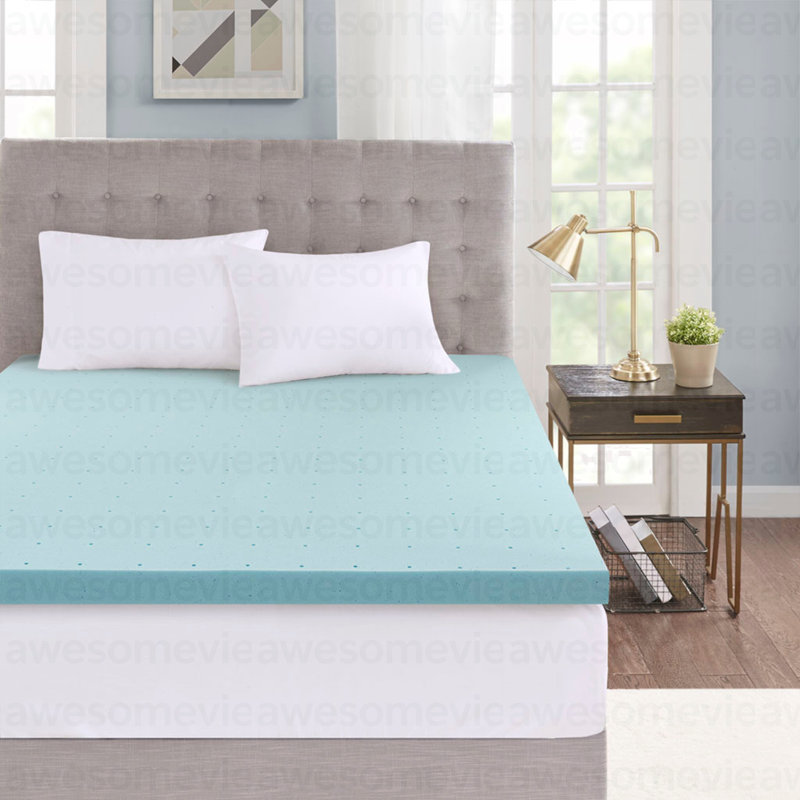 Surmatelas hypoallergénique en mousse viscoélastique gélifiée 3 po avec housse de refroidissement amovible, Double