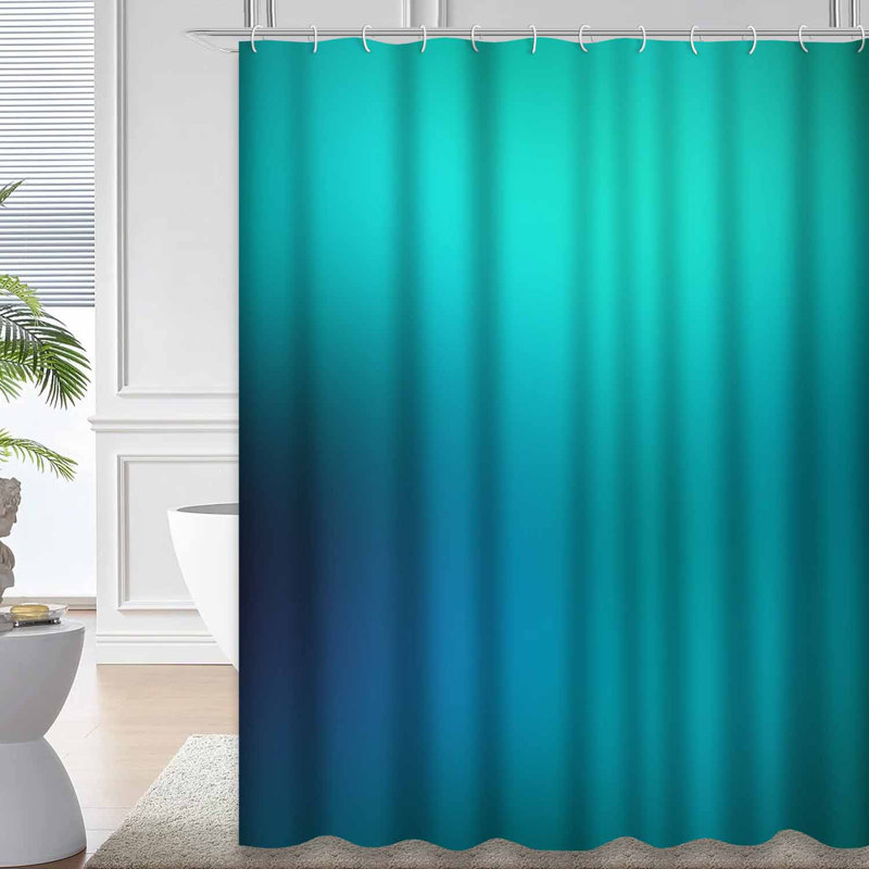 Rideau de douche turquoise et vert émeraude avec 12 crochets, L 72 po x l 72 po