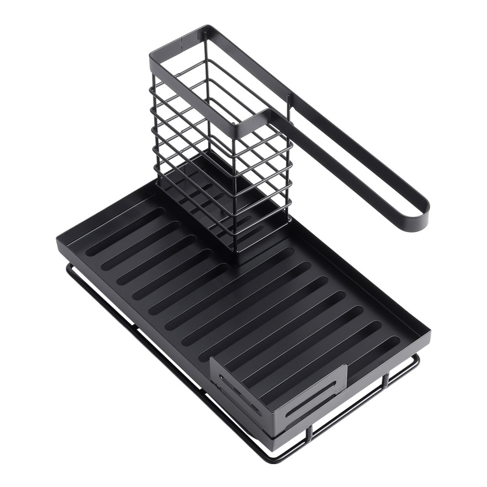 Black Steel Kitchen Sink Caddy Organizer