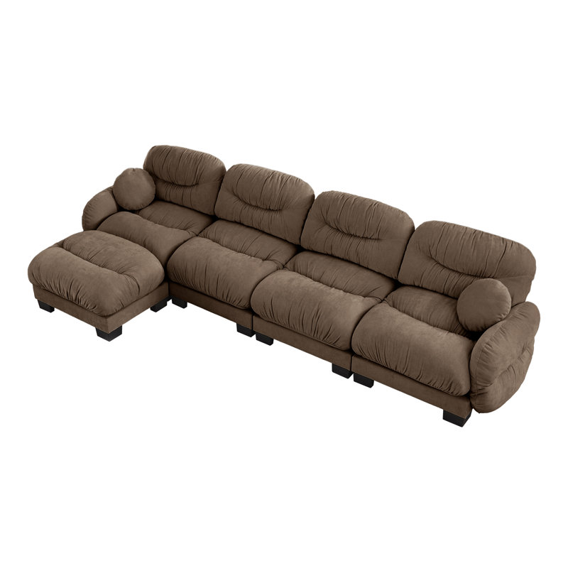 Compression Cozy Chenille Sectionals, Modern 4 Seat L Shape For Home