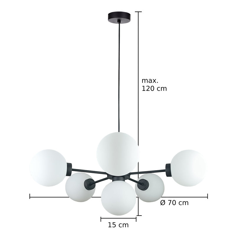 Charlye 6 - Light Matte Black Sputnik Pendant, White
