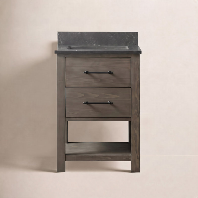 Ensemble de meuble-lavabo simple 24 po Keri, Gris fumée / noir mat