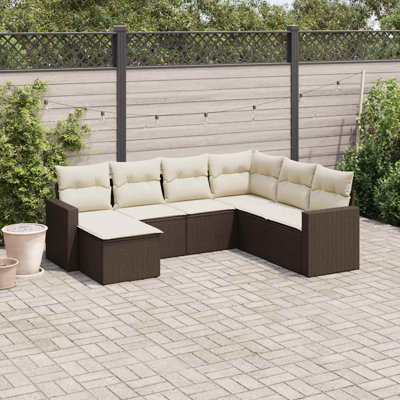 Ensemble de canapé de jardin Vidaxl brun et blanc crème