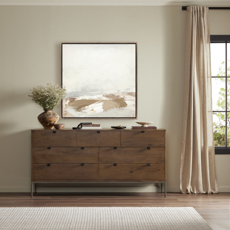 Desert No. 1 Painting by Melanie Biehle, Rustic Walnut Canvas Floater Framed, 40" H x 40" W