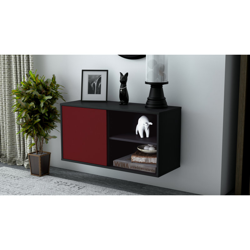Hardwicke Unfinished Floating TV Stand, Red