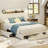 Upholstered Bed Frame with 3 Drawers, Bed with Storage Headboard and Charging Station-1258235949-1248422149