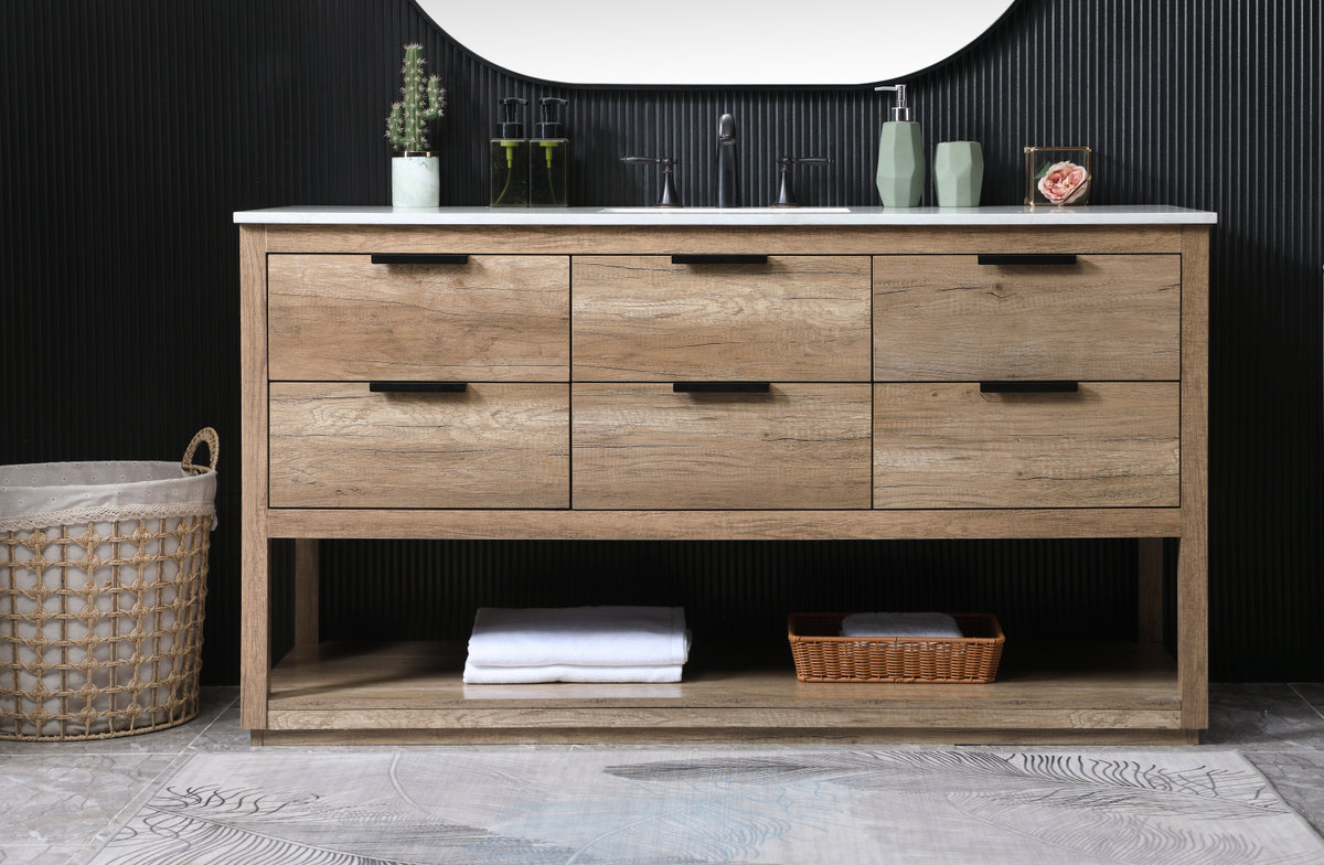 Felicity 60'' Single Bathroom Vanity, Natural Oak