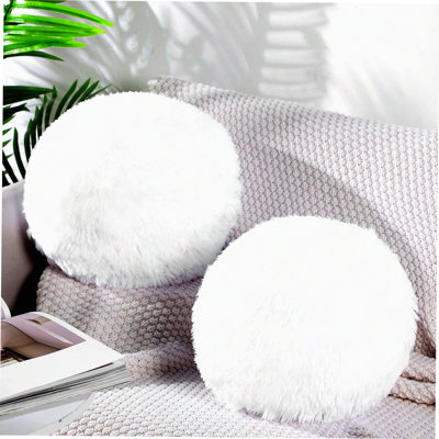 Plush Circle Decor Pillow Set - Soft Round Ball Throw Pillows for Bedroom, Living Room, Office, School, Couch, Chair, Bed Decor - Spherical Fuzzy Cushions (2 Pieces)