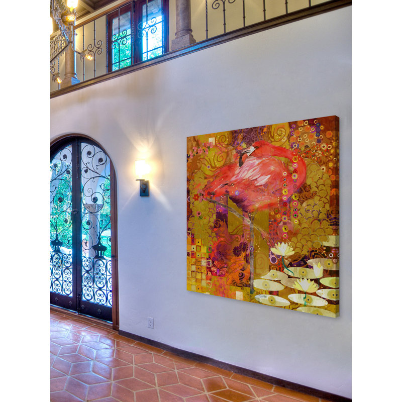 Vivid Pink Flamingo Canvas Art Print, 18" x 18"