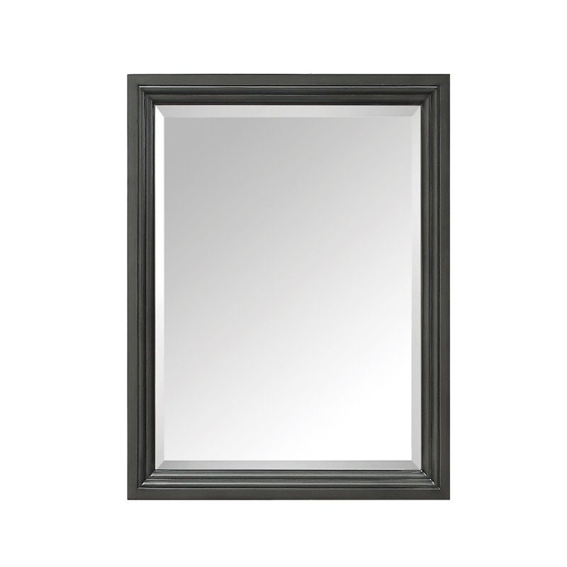 Magruder Wood Rectangle Wall Mirror, 30" H x 24" W, Charcoal Glaze