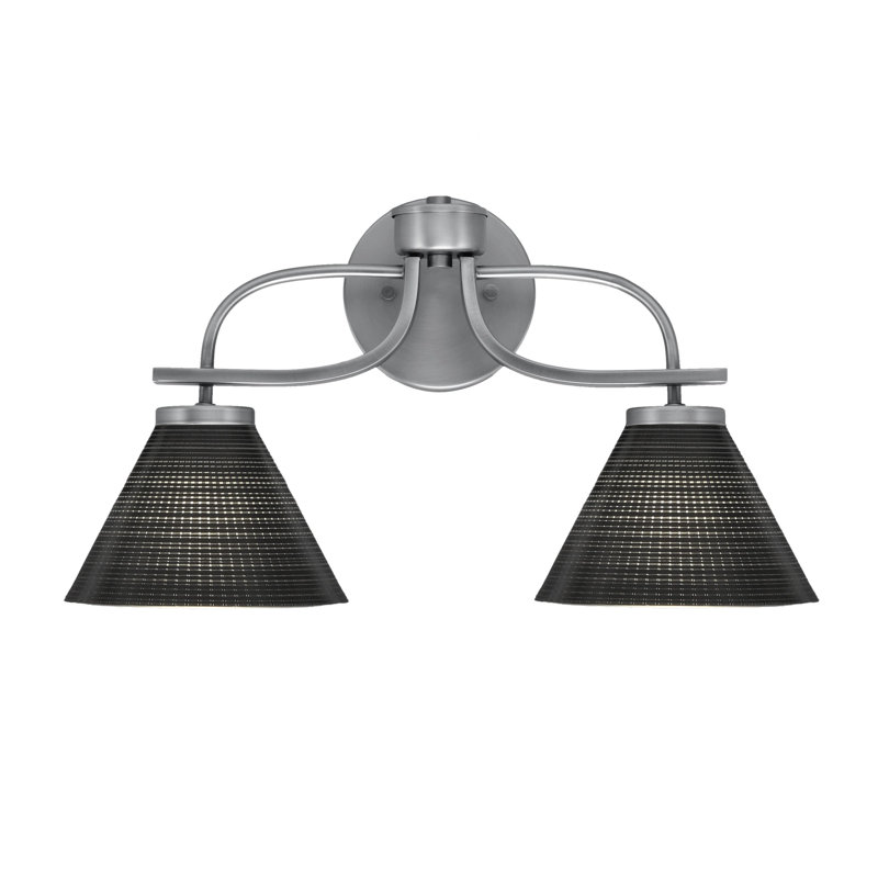 Unia 2 Light Bath Bar Shown In Graphite Finish With 7" Black Matrix Glass
