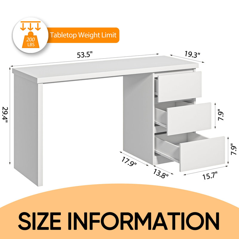 Bureau rectangulaire 54 ", Blanc
