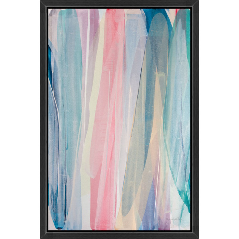 «Pastel Abstract Streaks in Soft Hues», art mural sur toile encadrée, 18" H x 12" W, Brown