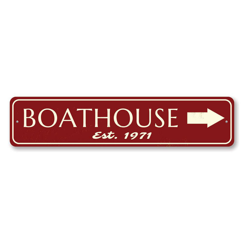 Enseigne en aluminium Est Date Boat House, H 4 po x l 18 po x P 0,04 po