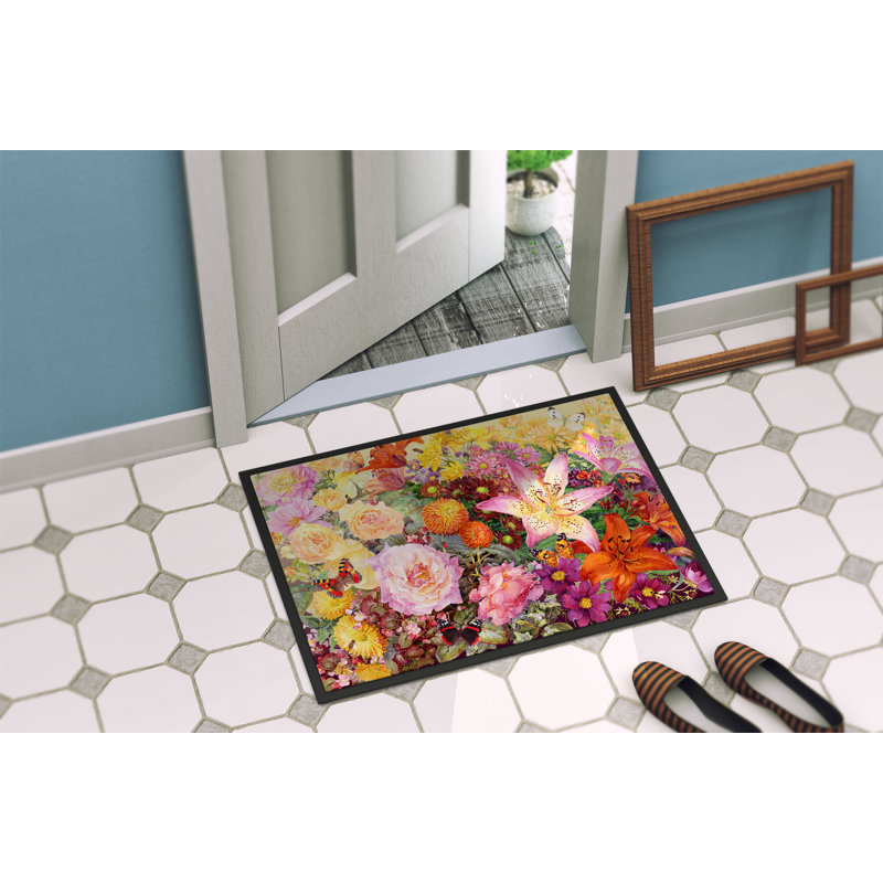 Verdigre Non-Slip Floral Doormat, Rectangle 2' x 3'