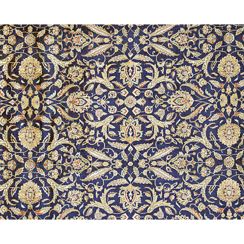 High-Quality Hand-Knotted Navy And Gold Area Rug