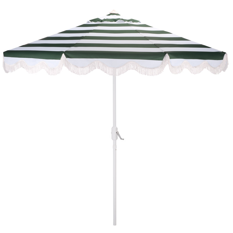 Parasol à manivelle 9 pi Lucerna, Rayures vert forêt