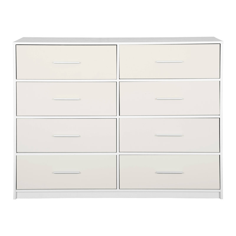 Commode 8 tiroirs avec grands tiroirs en tissu, Blanc
