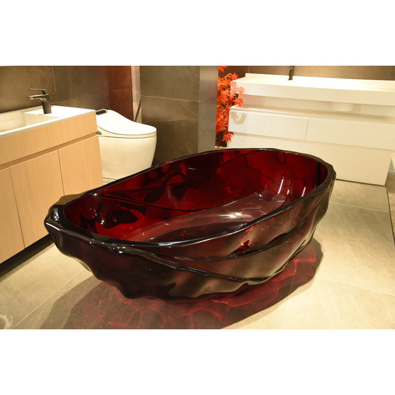 67" Freestanding Solid Surface Soaking Bathtub