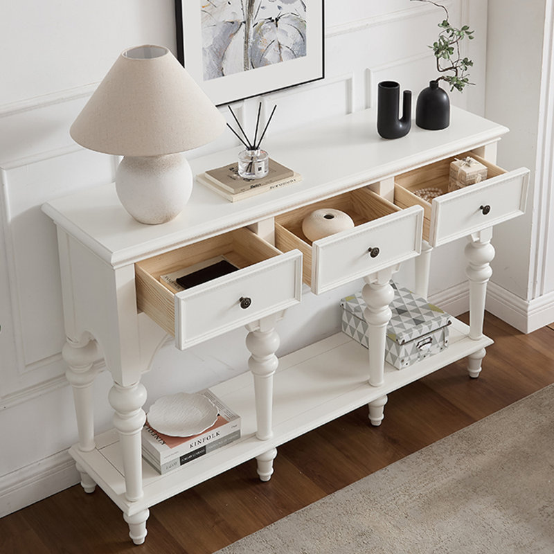 Console simple de luxe de style français, Blanc, H 36,2 po x l 47,2 po x P 15 po