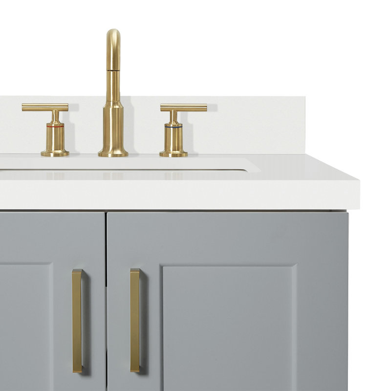 37 IN.  Single Bathroom Vanity, Gray, Rectangular, Right