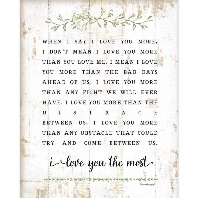 «I Love You More» par Jennifer Pugh, art mural sur toile