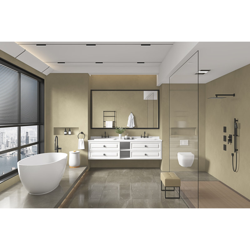 72 po L 48 po Miroir de salle de bain H, 48 po x 72 po, Doré