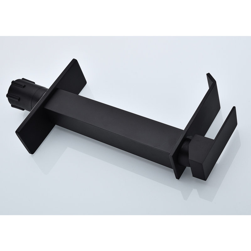 Matte Black Waterfall Spout Bathroom Sink Faucet, Single Handle Control For Convenient Use, Built With Stainless Steel Style Faucet In Black, Function Smooth Water Flow Control, Constructed