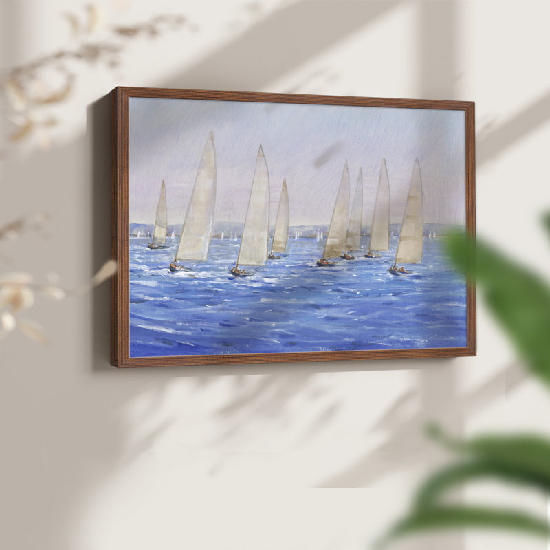 Événement de voile II - reproduction encadrée - réarmable, H 22 po x l 28 po, Noyer