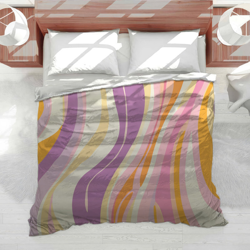 Wavy Lines Bedding Abstract Comforter Eclectic, King Comforter