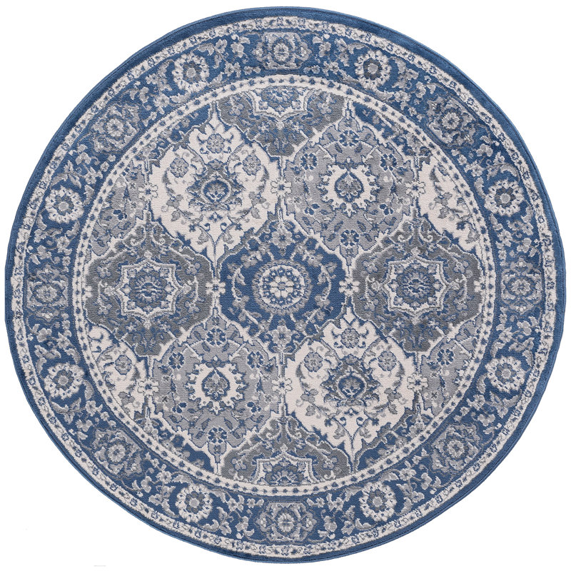 Tapis oriental bleu marine Wealden, Rond 7 pi 10 po