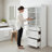 70.1" Modern Tall Bathroom Storage Cabinet - Freestanding With Glass Doors, 2 Adjustable Shelves, 3 Drawers - For Bathroom, Kitchen, Living Room | Gift Idea-507026242