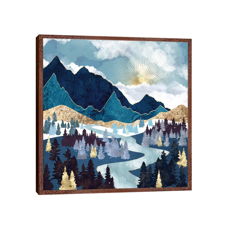 Valley Sunrise - Print on Canvas, Brown Framed, 45.72 cm H x 45.72 cm W