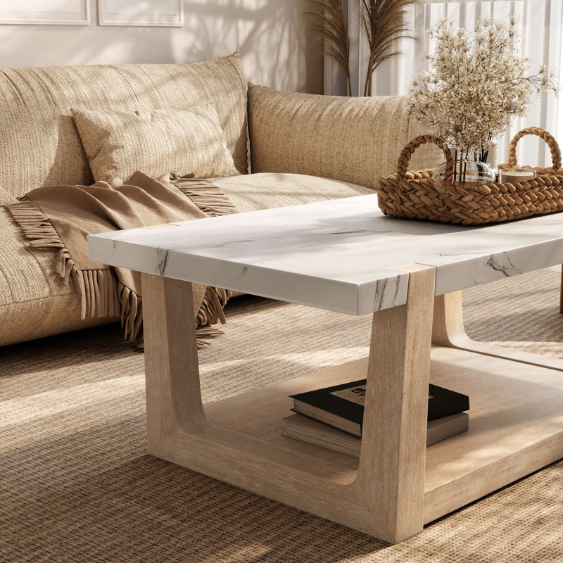 Table basse moderne en bois avec tablette ouverte Niangua, Brun