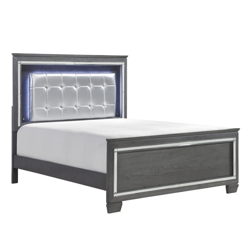Lit tapissier standard Waldon, Grand, Gris