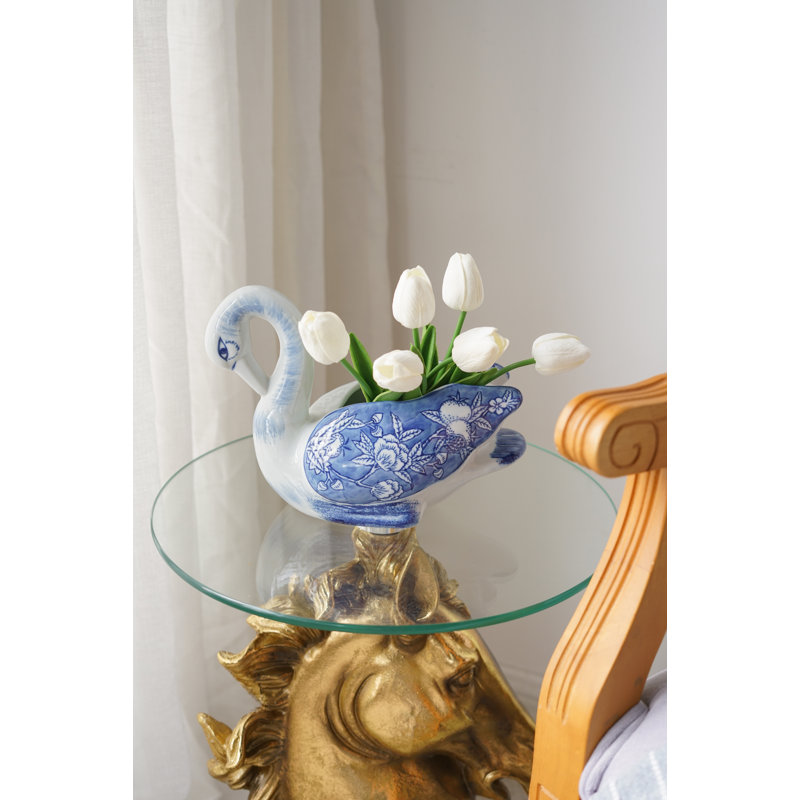 Pot à fleurs en porcelaine bleue et blanche 10,5X5,5X8