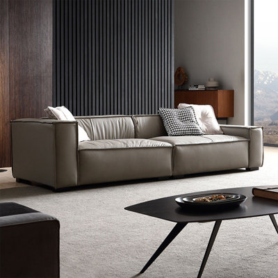 Gray Genuine Leather Modular Sofa cushion couch
