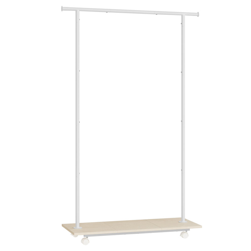 Albhie 99cm Rolling Clothing Rack, Natural/White