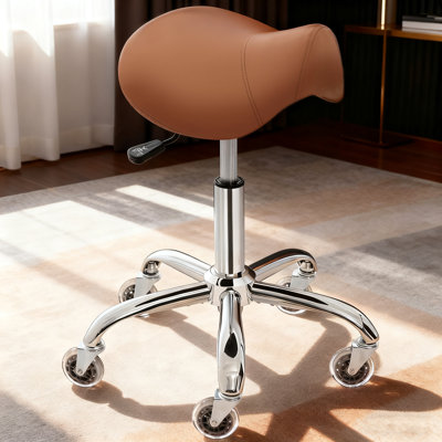 Saddle Stool with High-Density Sponge Cushion, Stable Stricture, Easy Assembly, Brown