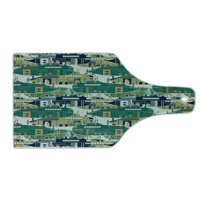 Planche à découper en verre trempé Ambesonne Retro Submarine
