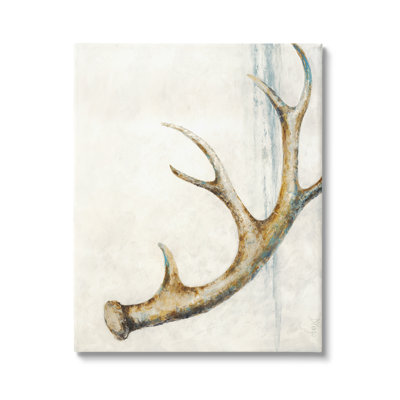 Abstrait, conception de bois de cerf, décorations bleues, ferme grise rustique surdimensionnée, art numérique sur toile par Dina D''argo