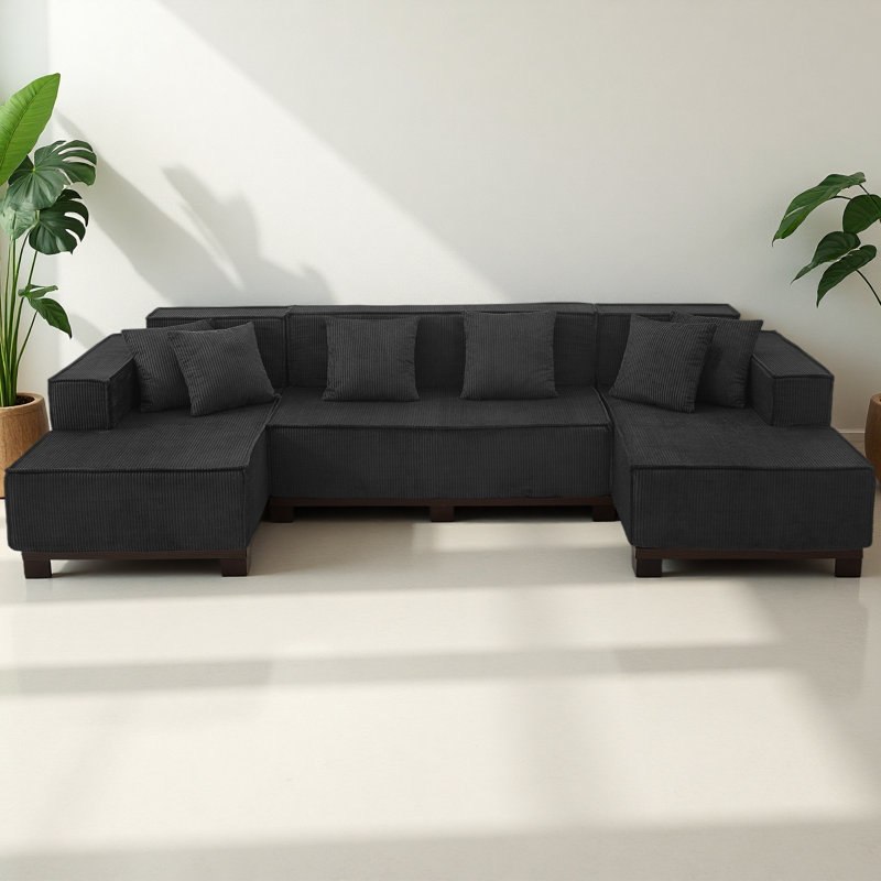 Canapé modulaire en U sophistiqué 130 po Sophisticed Top Design, Noir