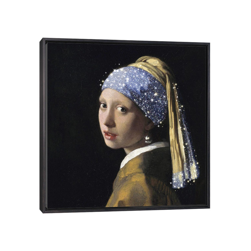 «Fille avec une perle» par Mambo Art Studio - impression, Pas de tapis, H 18 po x l 18 po x 1,5 po