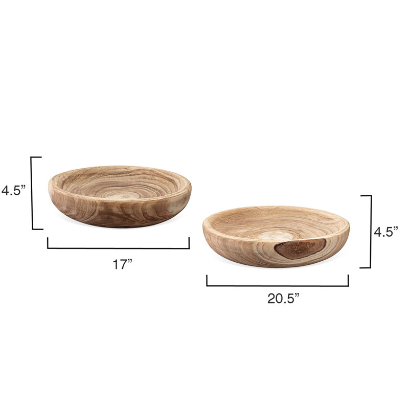 Handmade Wood Decorative Bowl, 4.5" H x 17" W x 17" D